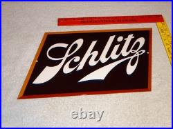 Vintage Schlitz Beer 17 X 13 Porcelain Enamel Metal Bar, Gasoline & Oil Sign