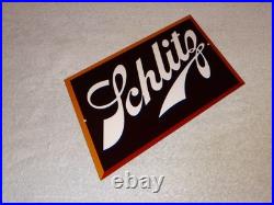 Vintage Schlitz Beer 17 X 13 Porcelain Enamel Metal Bar, Gasoline & Oil Sign