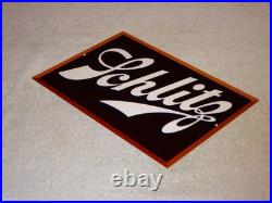 Vintage Schlitz Beer 17 X 13 Porcelain Enamel Metal Bar, Gasoline & Oil Sign