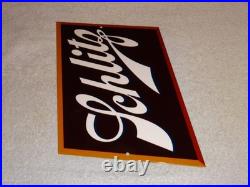 Vintage Schlitz Beer 17 X 13 Porcelain Enamel Metal Bar, Gasoline & Oil Sign
