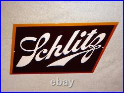 Vintage Schlitz Beer 17 X 13 Porcelain Enamel Metal Bar, Gasoline & Oil Sign