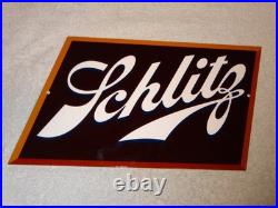 Vintage Schlitz Beer 17 X 13 Porcelain Enamel Metal Bar, Gasoline & Oil Sign