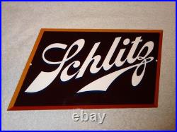 Vintage Schlitz Beer 17 X 13 Porcelain Enamel Metal Bar, Gasoline & Oil Sign