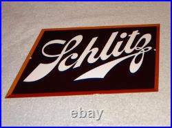 Vintage Schlitz Beer 17 X 13 Porcelain Enamel Metal Bar, Gasoline & Oil Sign