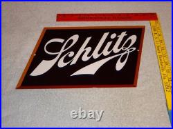 Vintage Schlitz Beer 17 X 13 Porcelain Enamel Metal Bar, Gasoline & Oil Sign