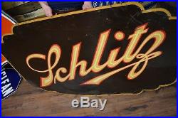 Vintage Schlitz beer tin metal antique sign Bar Advertising 1930's 40's Early