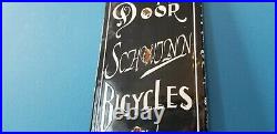 Vintage Schwinn Bicycle Porcelain Metal USA Company Gas Station Door Push Sign