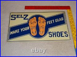 Vintage Selz Shoes Make Your Feet Glad? 15 Metal Gasoline Oil Advertising Sign