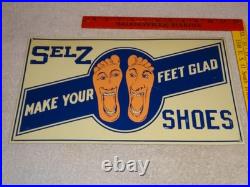 Vintage Selz Shoes Make Your Feet Glad? 15 Metal Gasoline Oil Advertising Sign