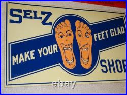 Vintage Selz Shoes Make Your Feet Glad? 15 Metal Gasoline Oil Advertising Sign