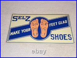 Vintage Selz Shoes Make Your Feet Glad? 15 Metal Gasoline Oil Advertising Sign