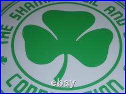 Vintage Shamrock Oil And Gas Corporation 11 3/4 Porcelain Metal Gasoline Sign Vintage Shamrock Oil And Gas Corporation 11 3/4 Porcelain Metal Gasoline Sign