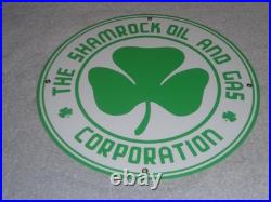 Vintage Shamrock Oil And Gas Corporation 11 3/4 Porcelain Metal Gasoline Sign