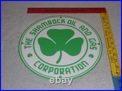 Vintage Shamrock Oil And Gas Corporation 11 3/4 Porcelain Metal Gasoline Sign
