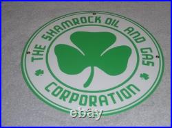 Vintage Shamrock Oil And Gas Corporation 11 3/4 Porcelain Metal Gasoline Sign