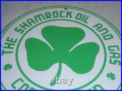 Vintage Shamrock Oil And Gas Corporation 11 3/4 Porcelain Metal Gasoline Sign