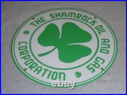 Vintage Shamrock Oil And Gas Corporation 11 3/4 Porcelain Metal Gasoline Sign