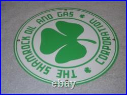 Vintage Shamrock Oil And Gas Corporation 11 3/4 Porcelain Metal Gasoline Sign