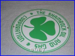 Vintage Shamrock Oil And Gas Corporation 11 3/4 Porcelain Metal Gasoline Sign Vintage Shamrock Oil And Gas Corporation 11 3/4 Porcelain Metal Gasoline Sign