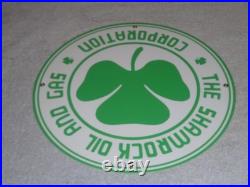 Vintage Shamrock Oil And Gas Corporation 11 3/4 Porcelain Metal Gasoline Sign