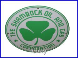 Vintage Shamrock Oil And Gas Corporation 11 3/4 Porcelain Metal Gasoline Sign