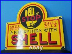 Vintage Shell Gasoline Porcelain Metal Gas & Oil Service Station Pump Plate Sign