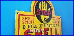Vintage Shell Gasoline Porcelain Metal Gas & Oil Service Station Pump Sign