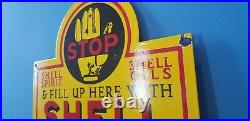 Vintage Shell Gasoline Porcelain Metal Gas & Oil Service Station Pump Sign