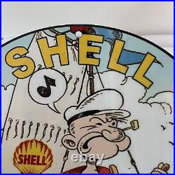 Vintage Shell Porcelain Marine Petrol Refill Center Gasoline Enamel Metal Sign
