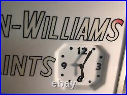 Vintage Sherwin Williams Cover The Earth lighted clock Telesign Inc metal 24
