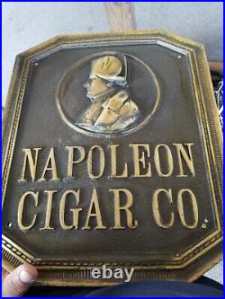 Vintage Sign Board 19th Century NAPOLEON CIGAR CO. Bronz Antique