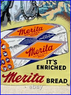 Vintage Sign Bread The Lone Ranger Multicolor USA Metal 50s Vintage Sign Bread The Lone Ranger Multicolor USA Metal 50s