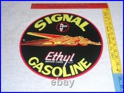 Vintage Signal Gasoline Car Turns Airplane! 11 3/4 Porcelain Metal Gas Oil Sign