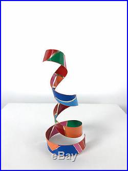 Vintage Signed Dorothy Gillespie Spiral Ribbon Enamel Sculpture Mobile Modern