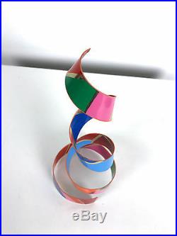 Vintage Signed Dorothy Gillespie Spiral Ribbon Enamel Sculpture Mobile Modern