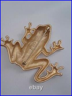 Vintage Signed GIVENCHY Paris New York Gold Plated Tree Frog Brooch Pin