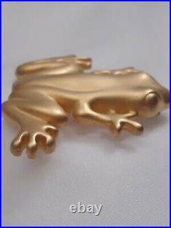 Vintage Signed GIVENCHY Paris New York Gold Plated Tree Frog Brooch Pin