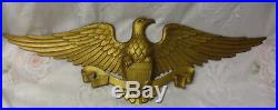Vintage Signed Sexton Large American EAGLE Gold METAL Wall Plaque 27 L x 9 H