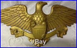 Vintage Signed Sexton Large American EAGLE Gold METAL Wall Plaque 27 L x 9 H
