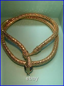 Vintage Signed Whiting & Davis Golden Mesh Snake Belt Necklace 38
