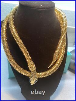 Vintage Signed Whiting & Davis Golden Mesh Snake Belt Necklace 38