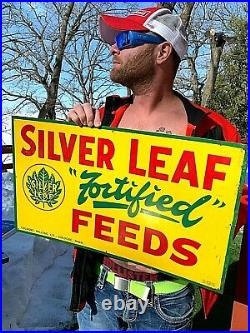 Vintage Silver Leaf Seed Feed Farm Metal Sign Cologne Minnesota Milling Co. MN