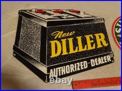 Vintage Sinclair Aircraft Airplane Porcelain & Die-cut Diller Battery Metal Sign