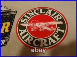 Vintage Sinclair Aircraft Airplane Porcelain & Die-cut Diller Battery Metal Sign