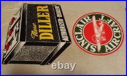 Vintage Sinclair Aircraft Airplane Porcelain & Die-cut Diller Battery Metal Sign