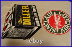 Vintage Sinclair Aircraft Airplane Porcelain & Die-cut Diller Battery Metal Sign