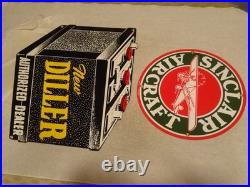 Vintage Sinclair Aircraft Airplane Porcelain & Die-cut Diller Battery Metal Sign