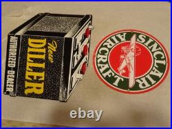 Vintage Sinclair Aircraft Airplane Porcelain & Die-cut Diller Battery Metal Sign
