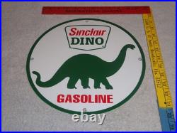 Vintage Sinclair Dino Gas 11 3/4 Porcelain Metal Gasoline & Oil Sign Pump Plate