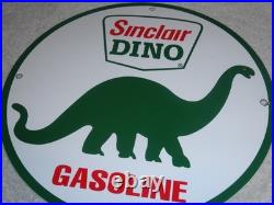 Vintage Sinclair Dino Gas 11 3/4 Porcelain Metal Gasoline & Oil Sign Pump Plate